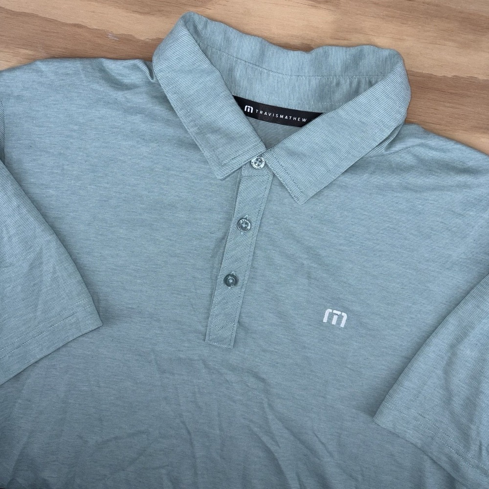 Travis Mathew Performance Golf Polo Large Seafoam Green Solid Cotten Blend - Picture 1 of 9
